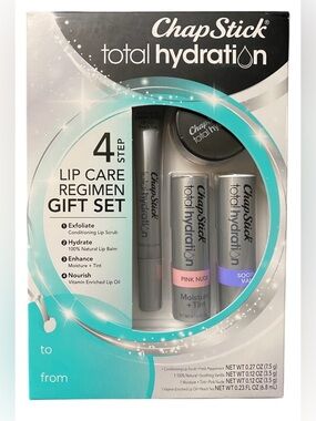 ChapStick Total Hydration Lip Kit Gift Set Lip Moisturizer Scrub Balm 4 Count